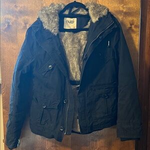 TNA Black Jacket with Faux Fur Trim